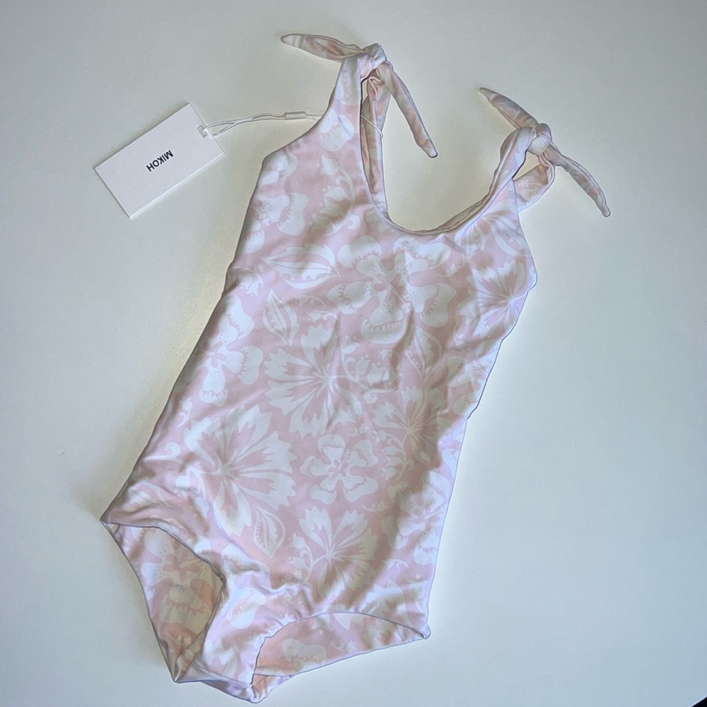 MIKOH MINI Chuns Reef Adjustable Tie Shoulder One Piece - Luau Cloud Pink NWT